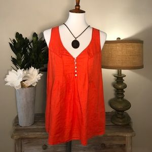 J Crew orange 100% linen top with shell buttons 4